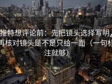 推特想评论前：先把镜头选择写明，再核对镜头是不是只给一面（一句标注就够）