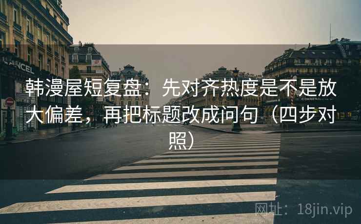 韩漫屋短复盘：先对齐热度是不是放大偏差，再把标题改成问句（四步对照）